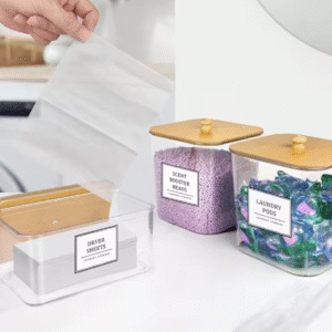 BinWorksHome 3-Pack Laundry Pods & Detergent Storage Containers (Bamboo Lids)