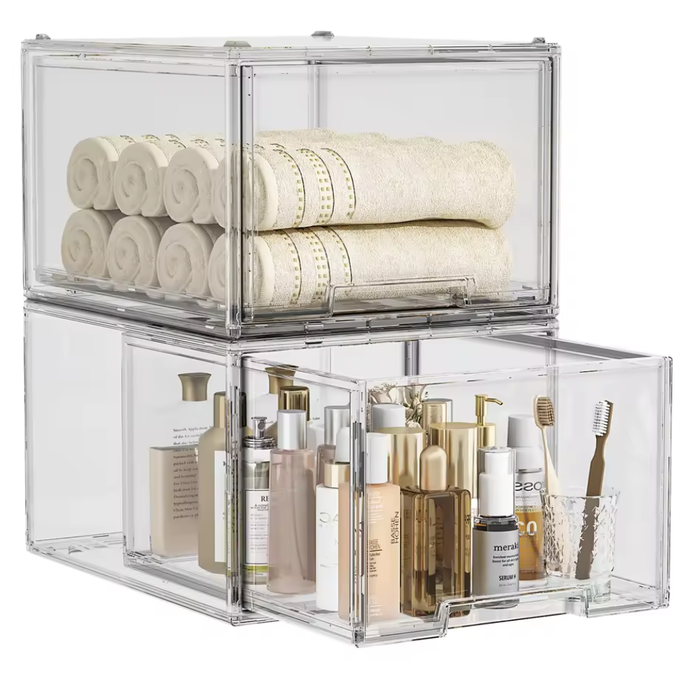 BinWorksHome Large Clear Stackable Drawer Organizer - Image 2